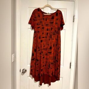LuLaRoe Geometric Red and Black High Low Dress